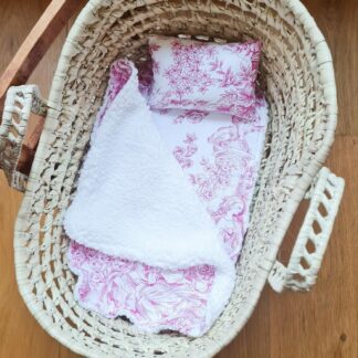 Couffin en paille + Parure toile de jouy