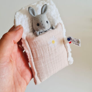 Mini Lit + sylvanian vintage chiné lapin gris