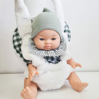Porte poupée 34cm - VICHY VERT