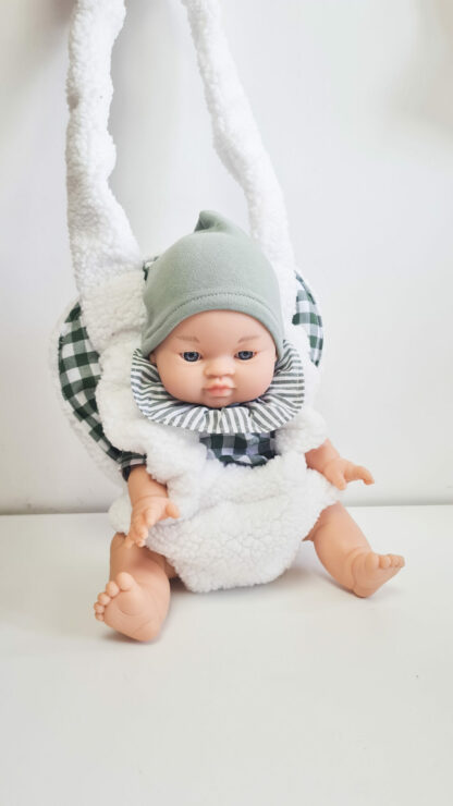 Porte poupée 34cm - VICHY VERT