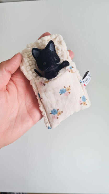 Mini Lit + petit malin chat noir vintage chiné