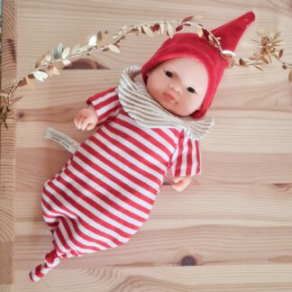 Tenue poupée 21cm lutin Noël - Gigoteuse nouée