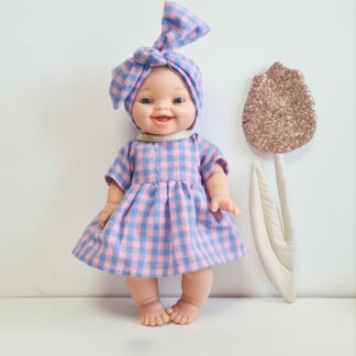 Tenue Poupée Robe - VICHY MAUVE