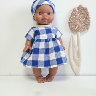 Tenue Poupée Robe - VICHY BLEUE