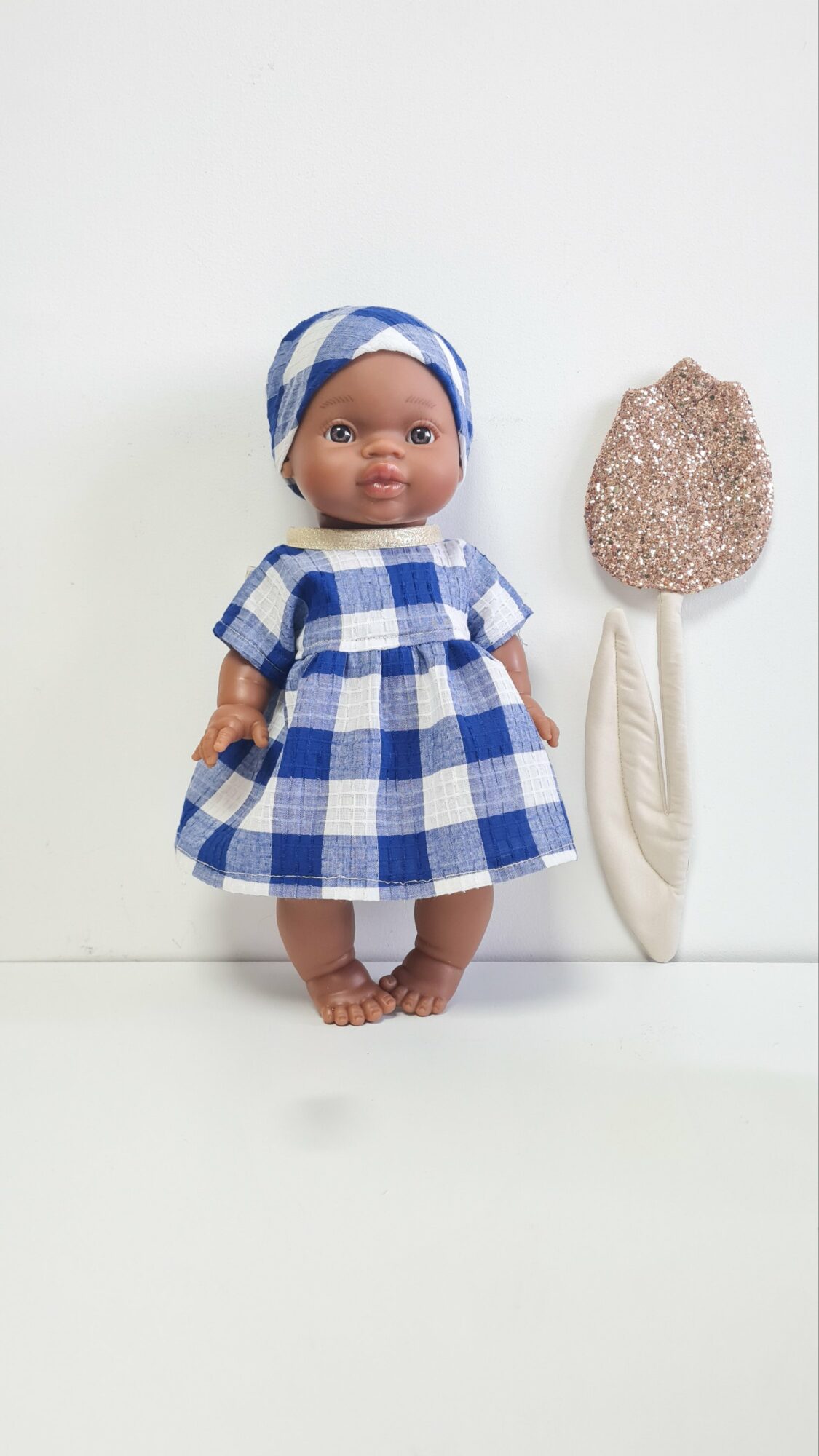 Tenue Poupée Robe - VICHY BLEUE