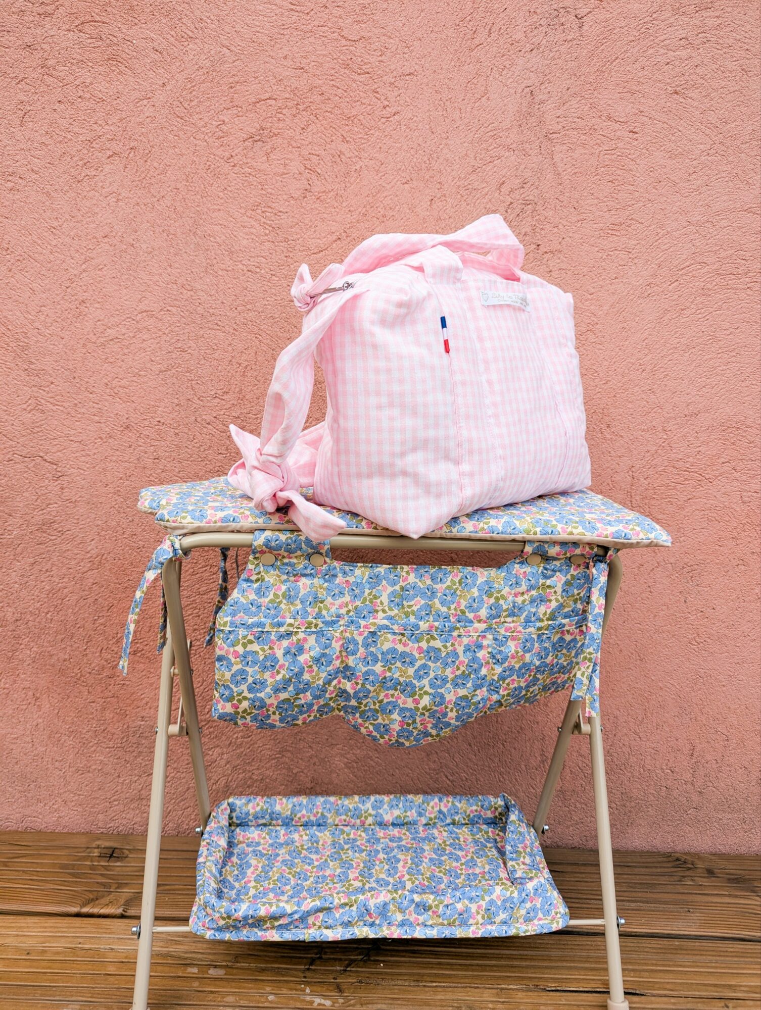 Sac à Langer pour poupée - vichy rose