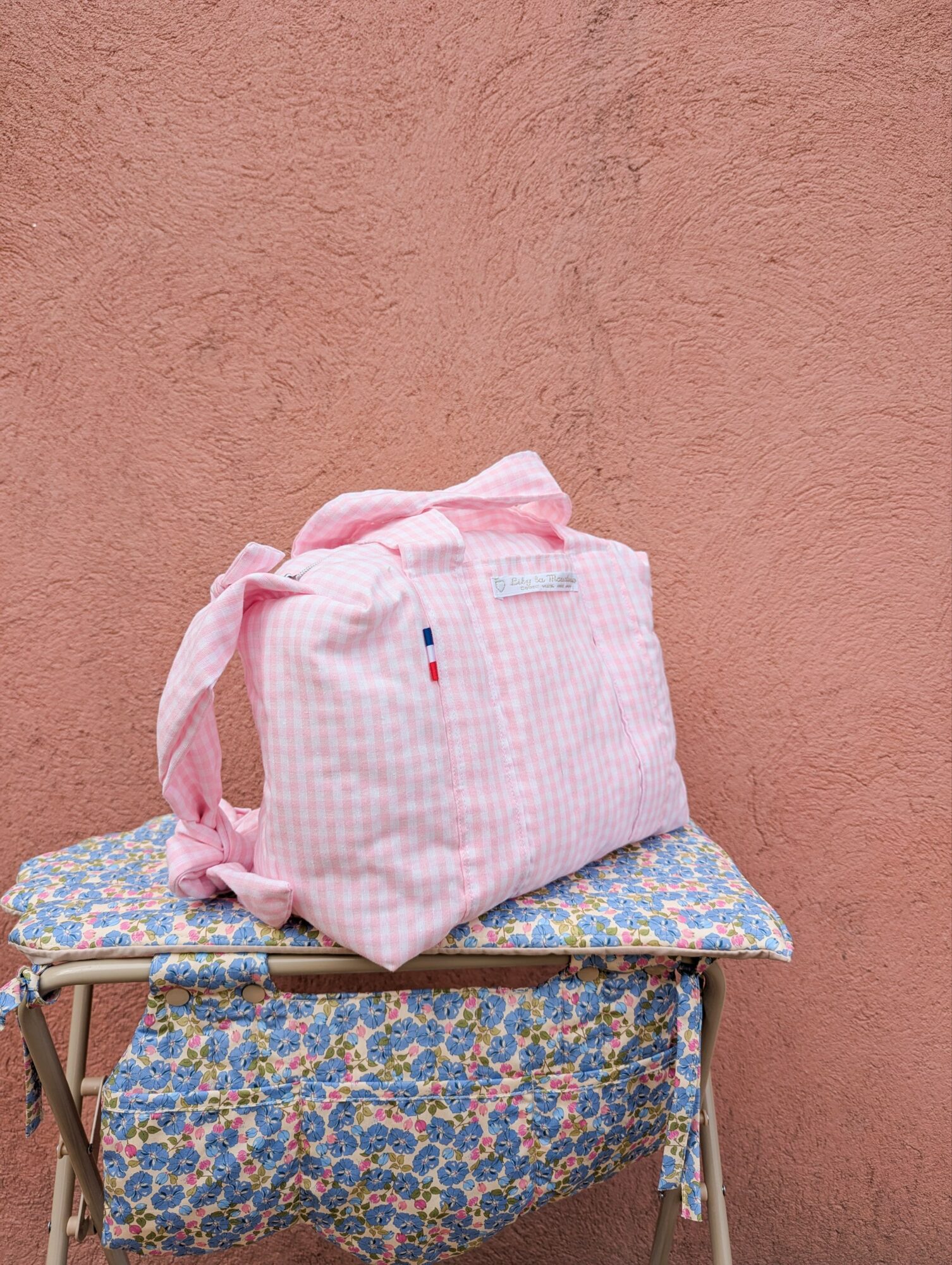 Sac à Langer pour poupée - vichy rose – Image 5