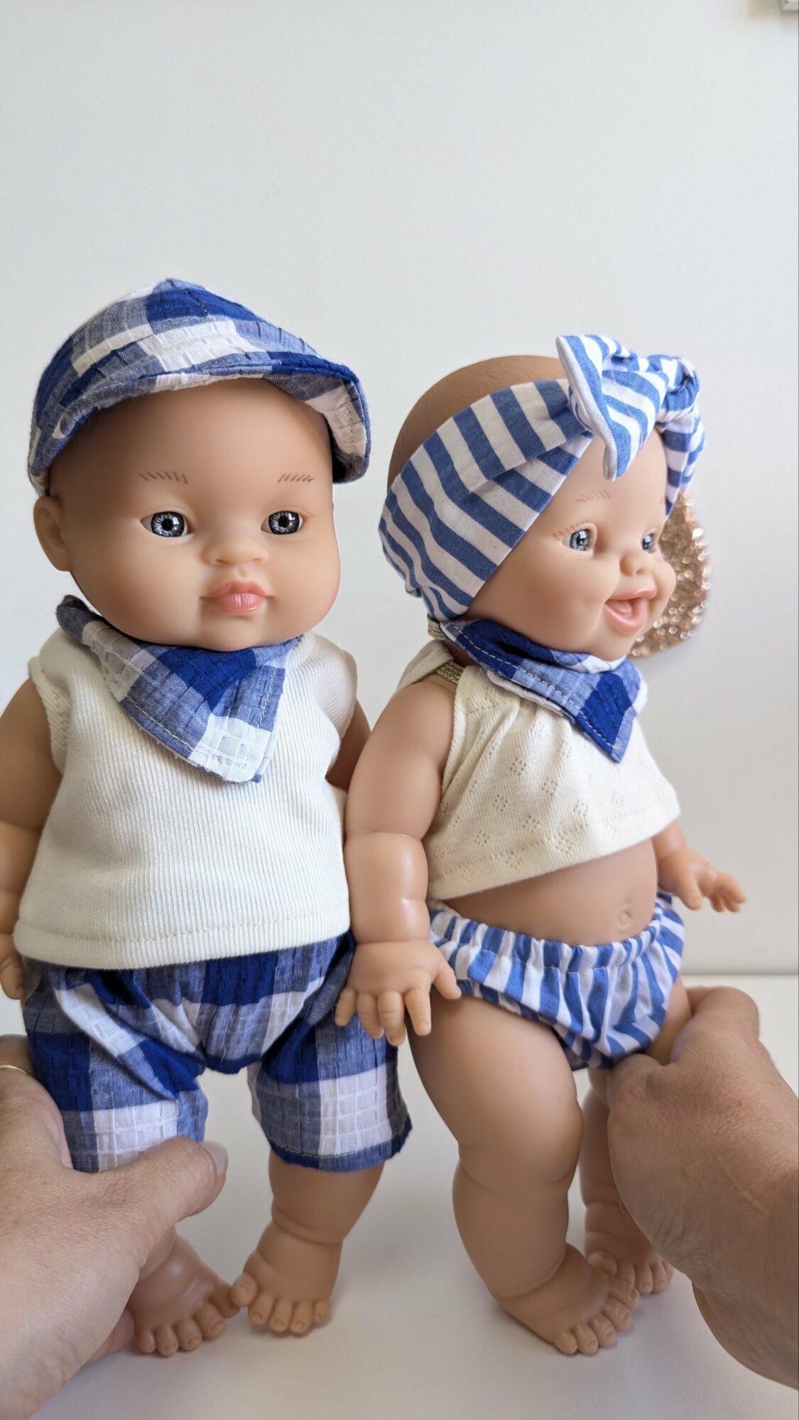 Tenue poupée garçon 34cm- VICHY BLUE – Image 4