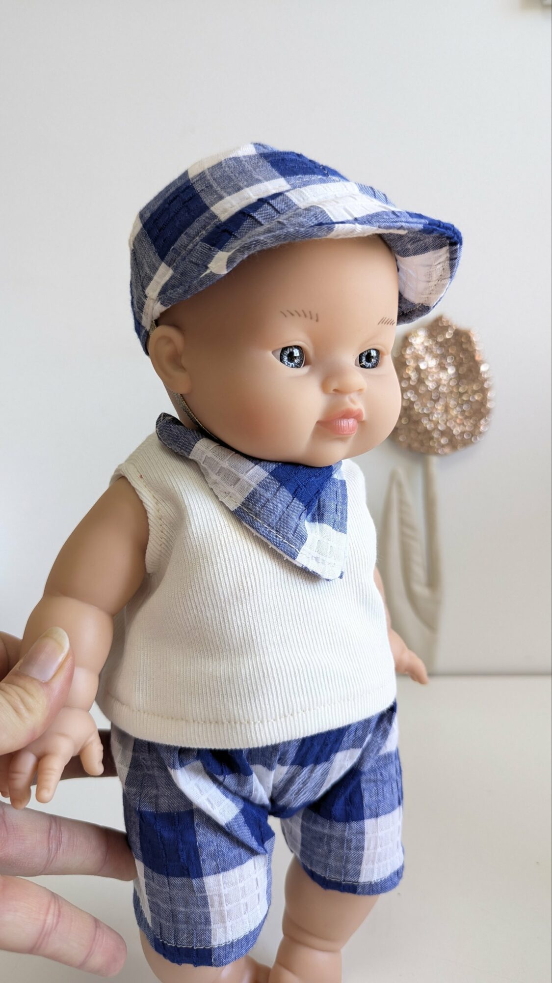 Tenue poupée garçon 34cm- VICHY BLUE – Image 5