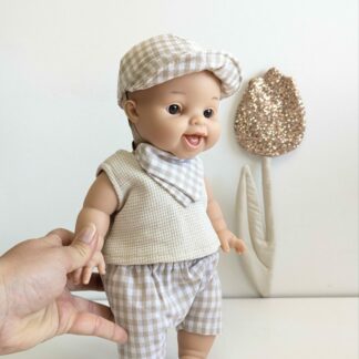 Tenue poupée garçon 34cm- VICHY BEIGE