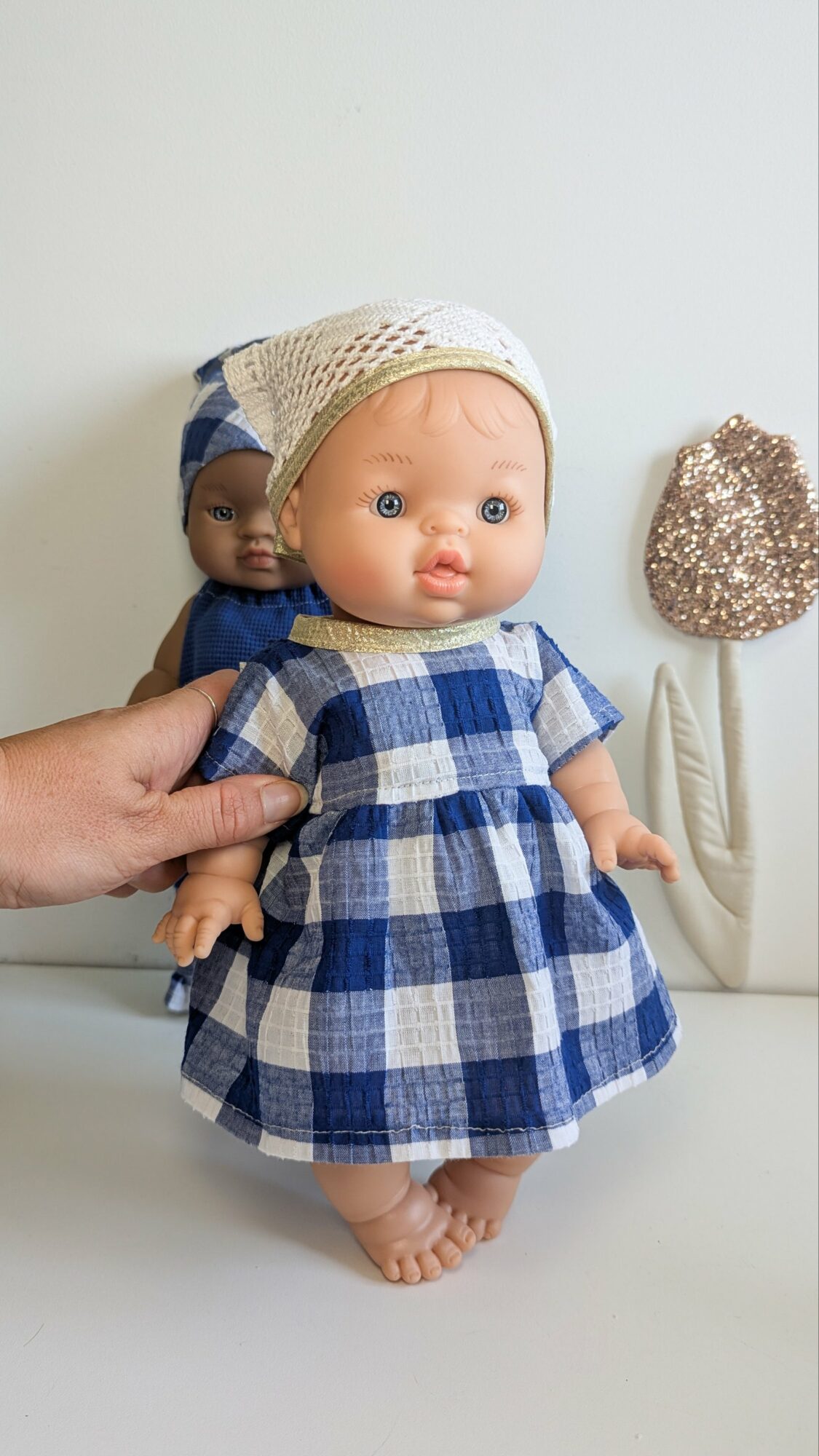 Tenue poupée 34cm - Vichy BLEU