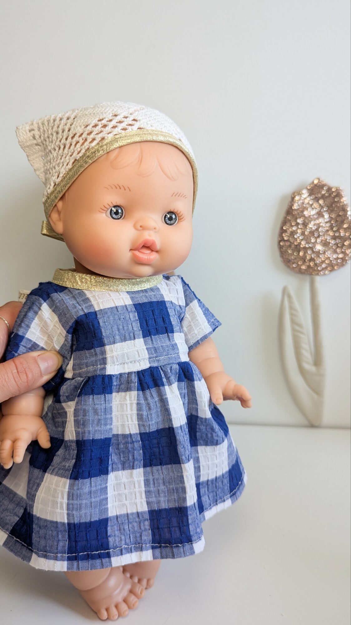 Tenue poupée 34cm - Vichy BLEU – Image 3