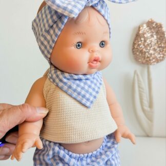 Tenue poupée 34cm - VICHY bleu